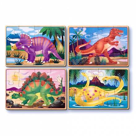 Деревянные пазлы в коробке – Динозавры 